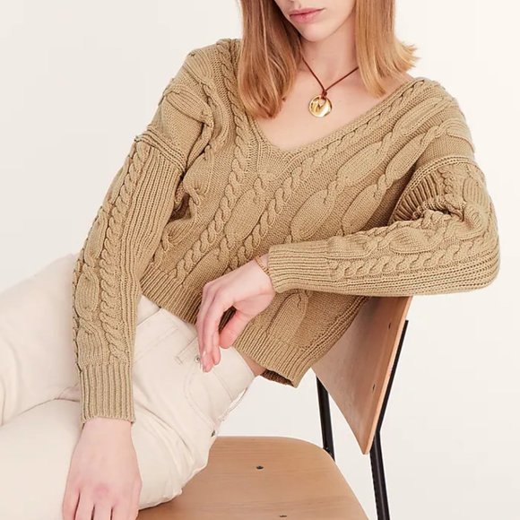 J. Crew Sweaters - J CREW V Neck Cable-Knit Sweater Size XL